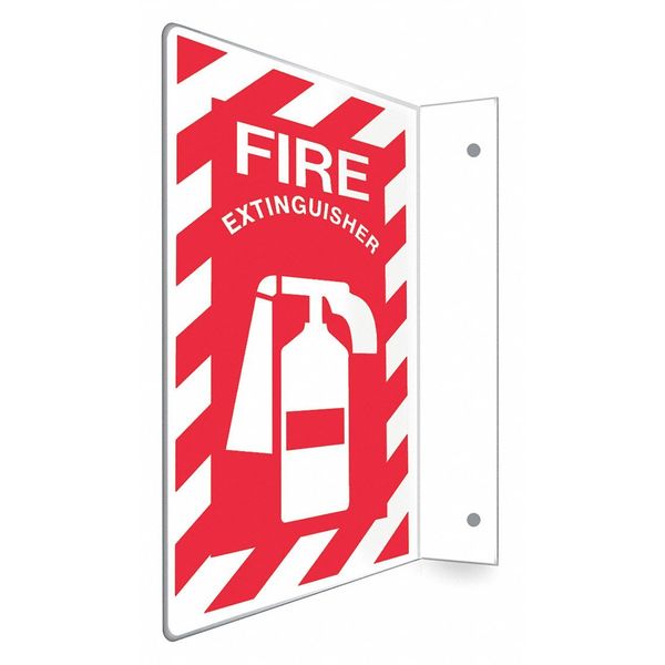 High Visibility Safety Sign, 24 in Height, 12 in Width, PETG, L-Shape Projection, English