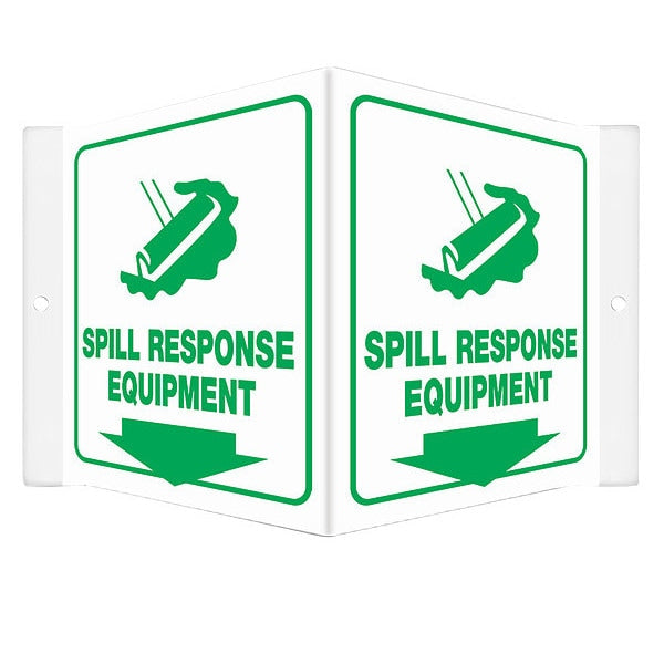 High Visibility Safety Sign, 6 in H, 8 1/2 in W, PETG, V-Shape Projection, English, 480Y83