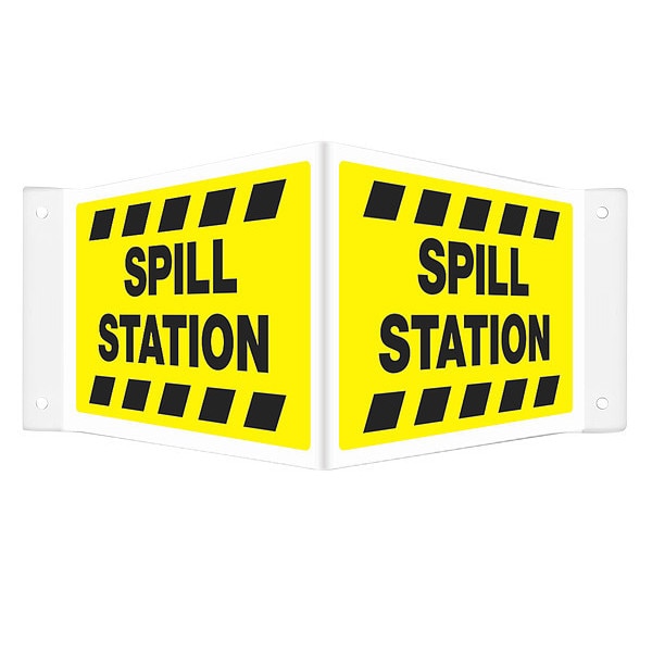 High Visibility Safety Sign, 8 in H, 18 in W, PETG, V-Shape Projection, English, 480Y86