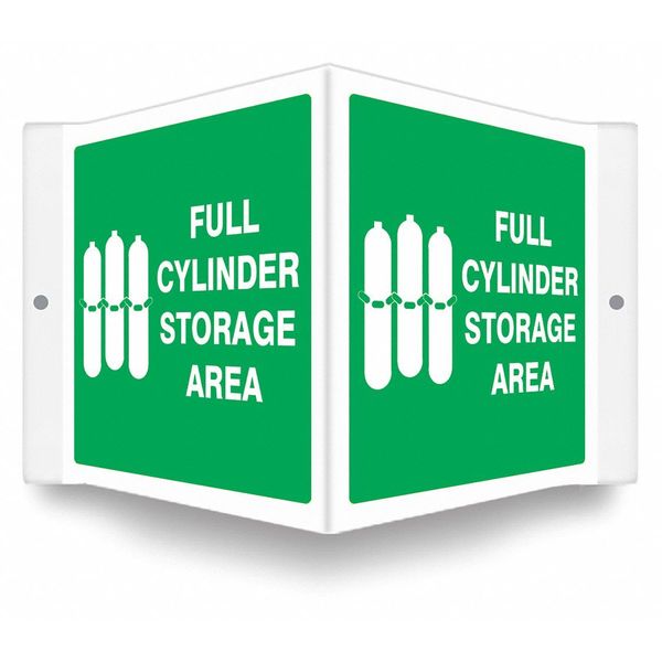 High Visibility Safety Sign, 6 in H, 8 1/2 in W, PETG, V-Shape Projection, English, 480Y70