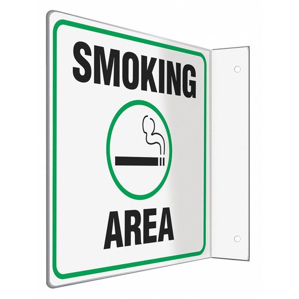 Safety Sign, 8 in H, 8 in W, PETG, L-Shape Projection, English, 480Y01