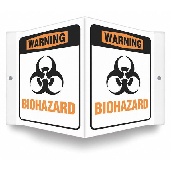 Safety Sign, 6 in H, 8 1/2 in W, PETG, V-Shape Projection, English, 480Y47