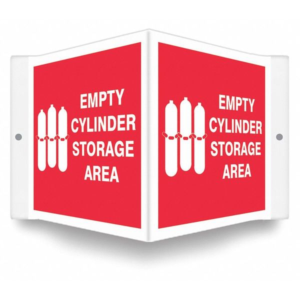 High Visibility Safety Sign, 6 in H, 8 1/2 in W, PETG, V-Shape Projection, English, 480Y69