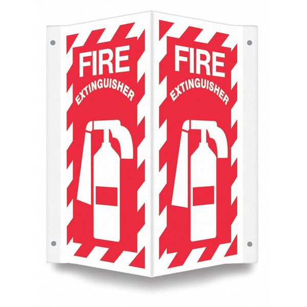 High Visibility Safety Sign, 24 in Height, 18 in Width, PETG, V-Shape Projection, English