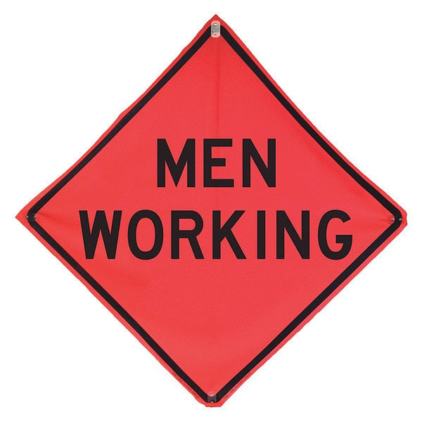 Men Working Traffic Sign, 48 in Height, 48 in Width, Polyester, PVC, Diamond, English
