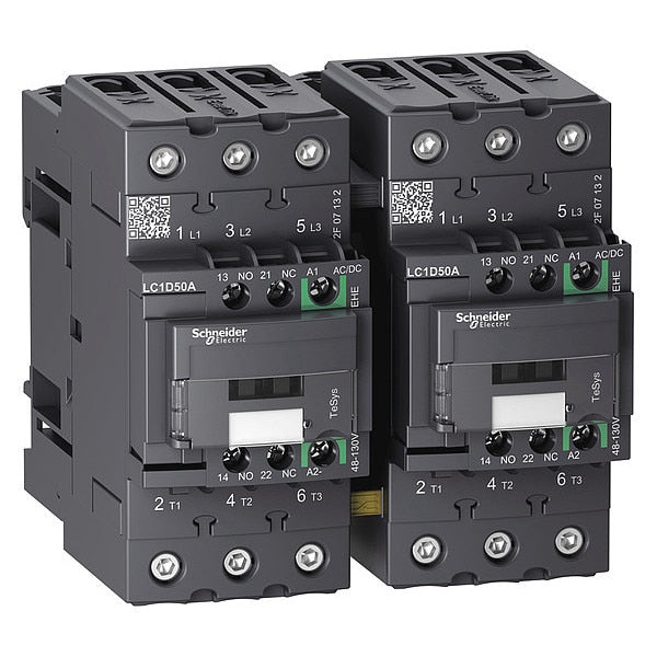 IEC Magnetic Contactor, 3 Poles, 48 to 130 V AC/DC, 50 A, Reversing: Yes