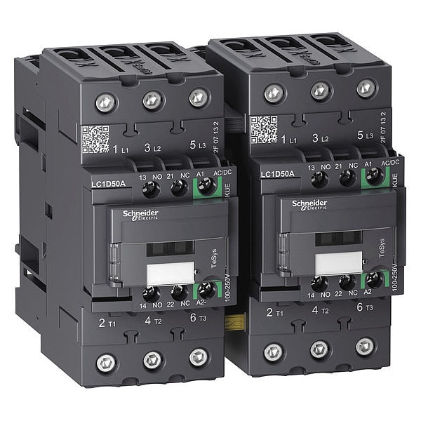 IEC Magnetic Contactor, 3 Poles, 100 to 250 V AC/DC, 50 A, Reversing: Yes
