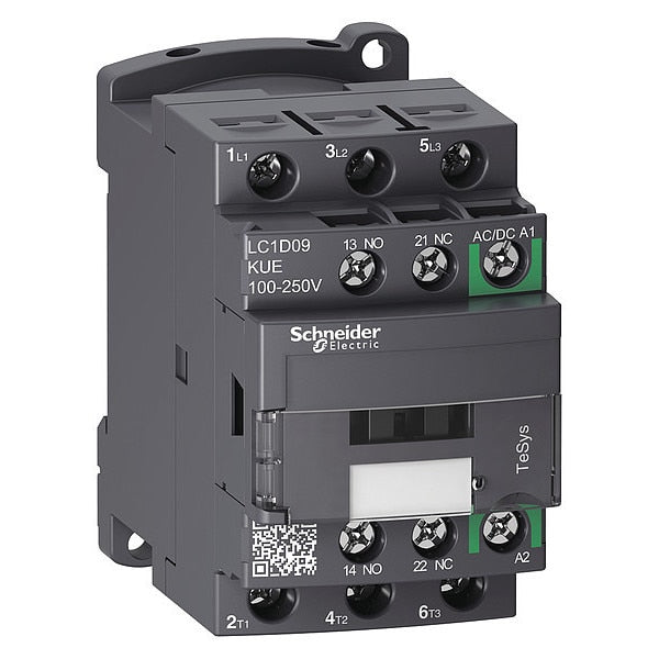 IEC Magnetic Contactor, 3 Poles, 100 to 250 V AC/DC, 9 A, Reversing: No