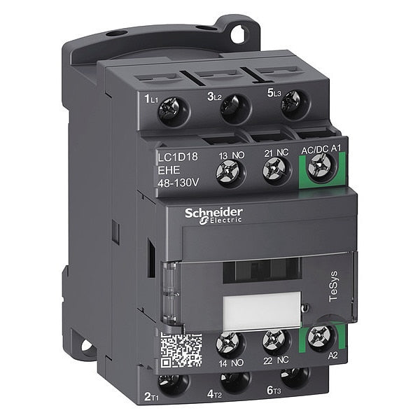 IEC Magnetic Contactor, 3 Poles, 48 to 130 V AC/DC, 18 A, Reversing: No