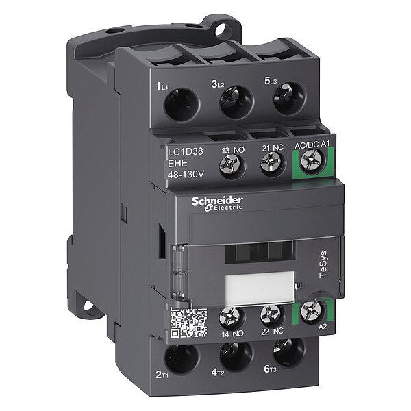 IEC Magnetic Contactor, 3 Poles, 48 to 130 V AC/DC, 38 A, Reversing: No