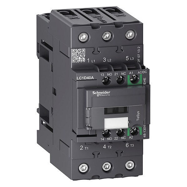 IEC Magnetic Contactor, 3 Poles, 48 to 130 V AC/DC, 40 A, Reversing: No