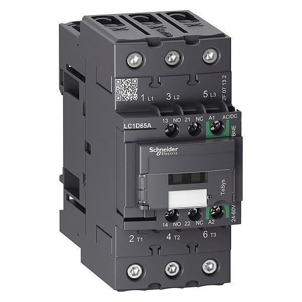 IEC Magnetic Contactor, 3 Poles, 24 to 60 V AC/DC, 65 A, Reversing: No