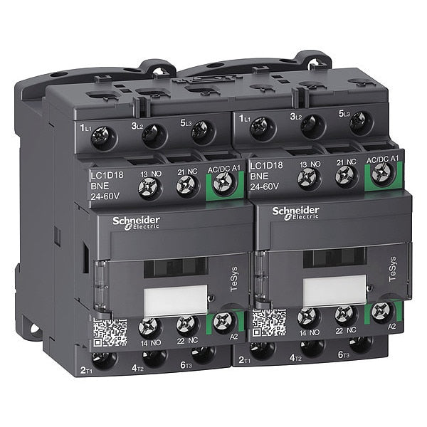 IEC Magnetic Contactor, 3 Poles, 24 to 60 V AC/DC, 18 A, Reversing: Yes