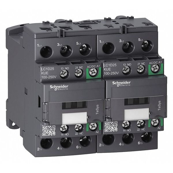 IEC Magnetic Contactor, 3 Poles, 100 to 250 V AC/DC, 25 A, Reversing: Yes