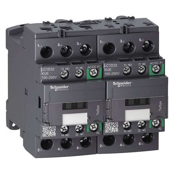 IEC Magnetic Contactor, 3 Poles, 100 to 250 V AC/DC, 32 A, Reversing: Yes