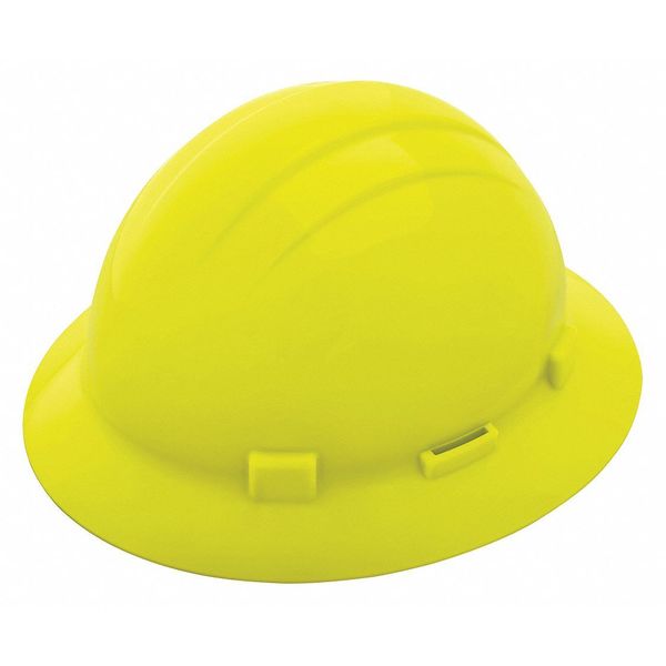 Full Brim Hard Hat, Type 1, Class E, Pinlock (4-Point), Hi-Vis Yellow