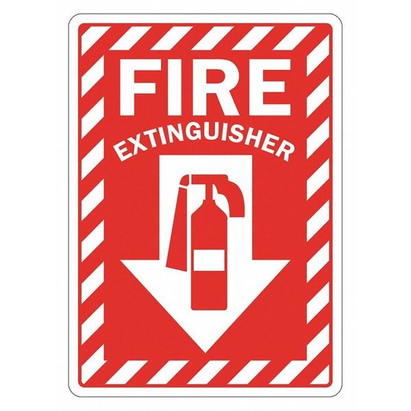 Fire Extinguisher Sign, 10 in Height, 7 in Width, Non-PVC Polymer, Horizontal Rectangle, English