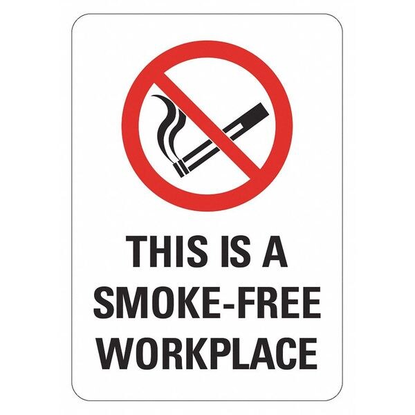 No Smoking Sign, 10 in Height, 7 in Width, Aluminum, V-Shape Projection, English