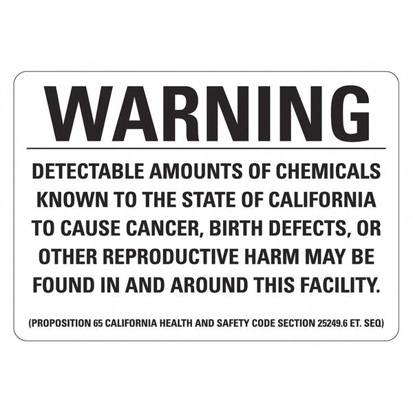 Chemical Sign, 10 in Height, 7 in Width, Non-PVC Polymer, Vertical Rectangle, English