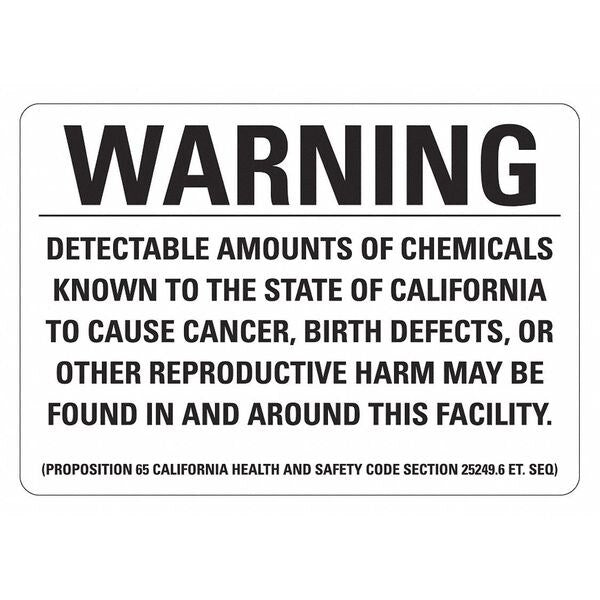 Eco  Asbestos  Warning Sign, 14 in Height, 10 in Width, Non-PVC Polymer, Vertical Rectangle