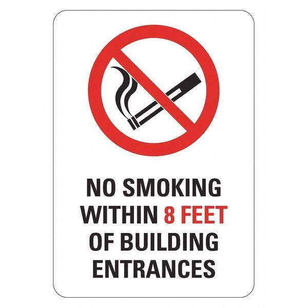 No Smoking Sign, 7 in Height, 5 in Width, Reflective Sheeting, Vertical Rectangle, English