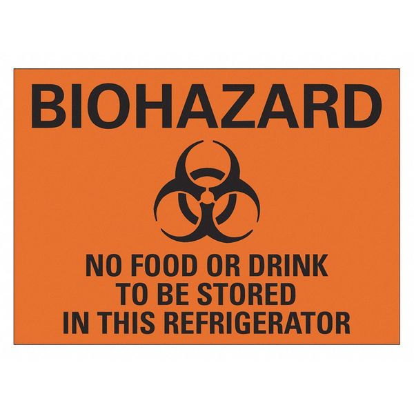 Biohazard Sign, 7 in H, 10 in W, Non-PVC Polymer, Vertical Rectangle, English, LCU1-0051-ED_10x7