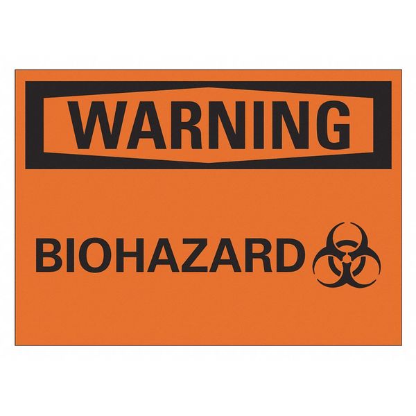 Biohazard Sign, 7 in H, 10 in W, Vertical Rectangle, English, LCU1-0052-NA_10x7