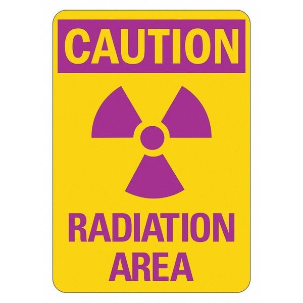 Radiation Sign, 14 in H, 10 in W, Plastic, Vertical Rectangle, LCU1-0010-NP_10x14