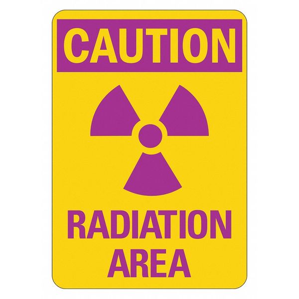 Radiation Sign, 10 in H, 7 in W, Plastic, Horizontal Rectangle, LCU1-0010-NP_7x10