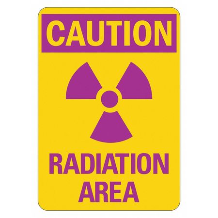 Radiation Sign, 10 in H, 7 in W, Aluminum, Horizontal Rectangle, LCU1-0010-NA_7x10