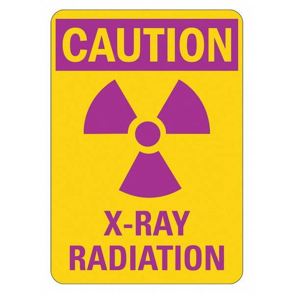 Radiation Sign, 10 in H, 7 in W, Plastic, Horizontal Rectangle, LCU1-0012-NP_7x10