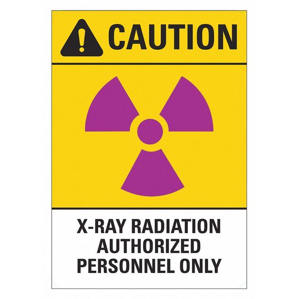 Radiation Sign, 10 in H, 7 in W, Non-PVC Polymer, Horizontal Rectangle, LCU1-0013-ED_7x10