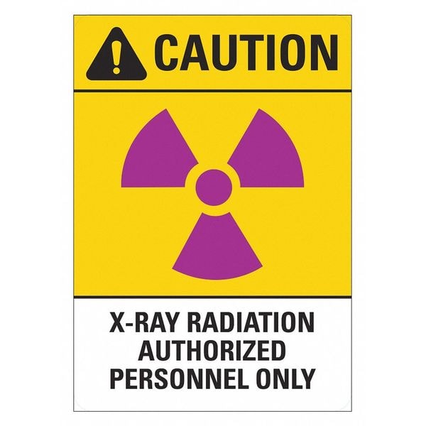 Radiation Sign, 10 in H, 7 in W, Plastic, Horizontal Rectangle, LCU1-0013-NP_7x10
