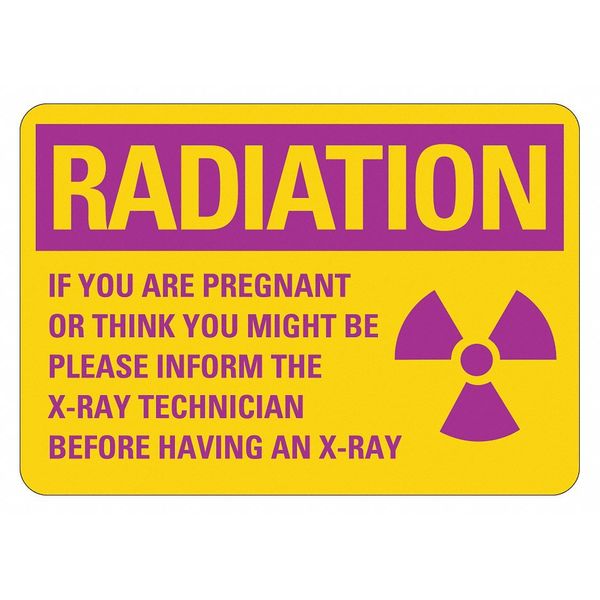Radiation Sign, 10 in H, 7 in W, Non-PVC Polymer, Horizontal Rectangle, LCU1-0019-ED_7x10