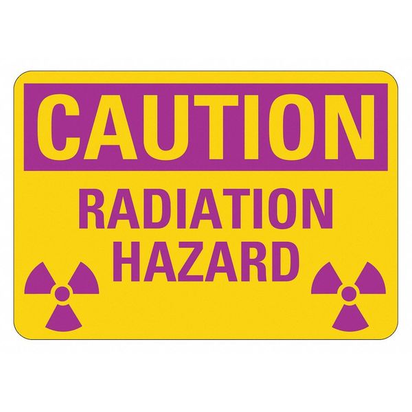 Radiation Sign, 14 in H, 10 in W, Plastic, Vertical Rectangle, LCU1-0016-NP_10x14