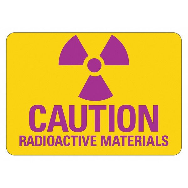 Radiation Sign, 7 in H, 10 in W, Aluminum, Vertical Rectangle, LCU1-0017-NA_10x7