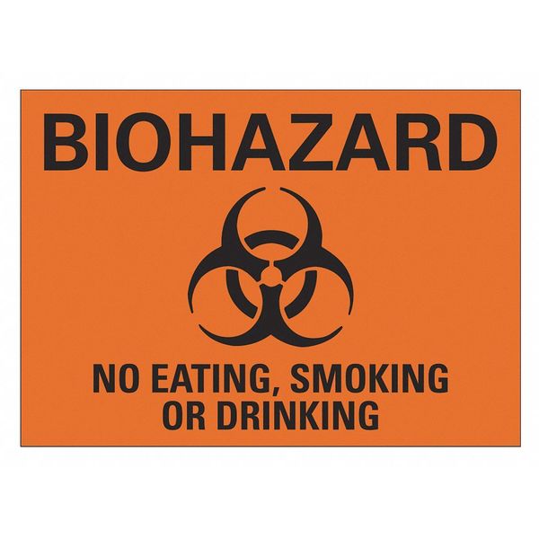 Biohazard Sign, 7 in H, 10 in W, Vertical Rectangle, English, LCU1-0054-NA_10x7