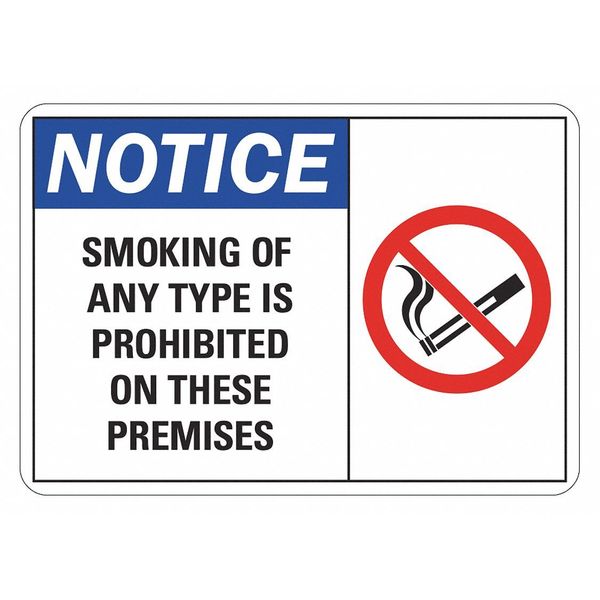No Smoking Sign, 7 in Height, 10 in Width, Reflective Sheeting, Vertical Rectangle, English