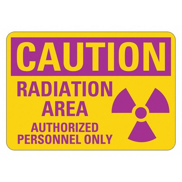 Radiation Sign, 7 in H, 10 in W, Plastic, Vertical Rectangle, LCU1-0015-NP_10x7