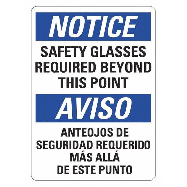Office and Facility Sign, 14 in Height, 10 in Width, Plastic, Vertical Rectangle, English, Spanish