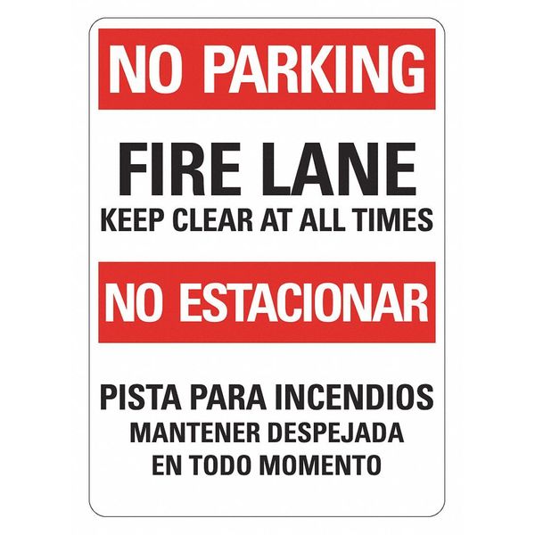 Fire Sign, 14 in Height, 10 in Width, Plastic, Vertical Rectangle, English, Spanish
