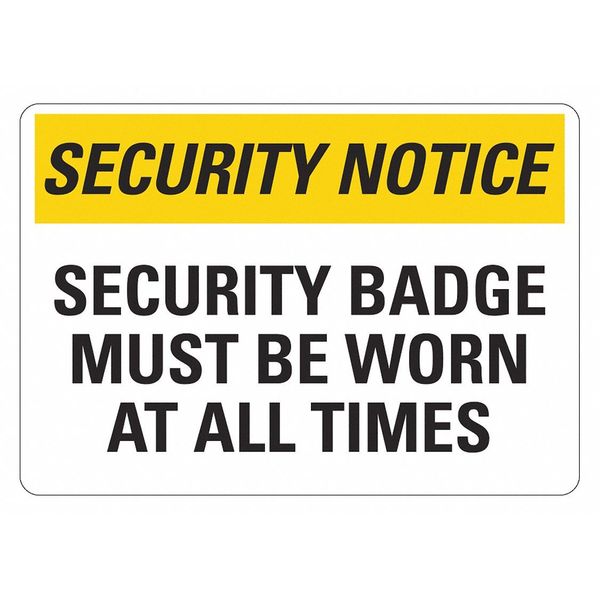 Security Sign, 10 in H, 14 in W, Plastic, Horizontal Rectangle, English, LCU1-0172-NP_14x10