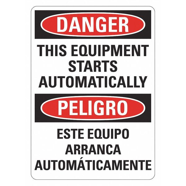 Danger Sign, 14 in Height, 10 in Width, Plastic, Vertical Rectangle, English