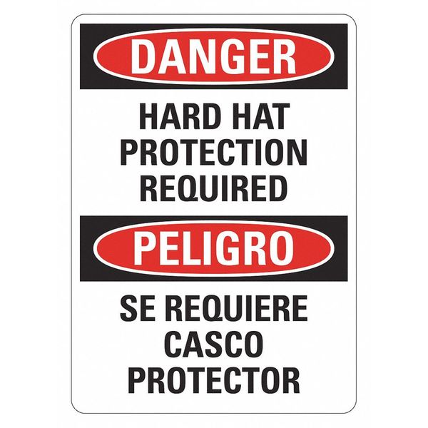Danger Sign, 14 in Height, 10 in Width, Plastic, Vertical Rectangle, English