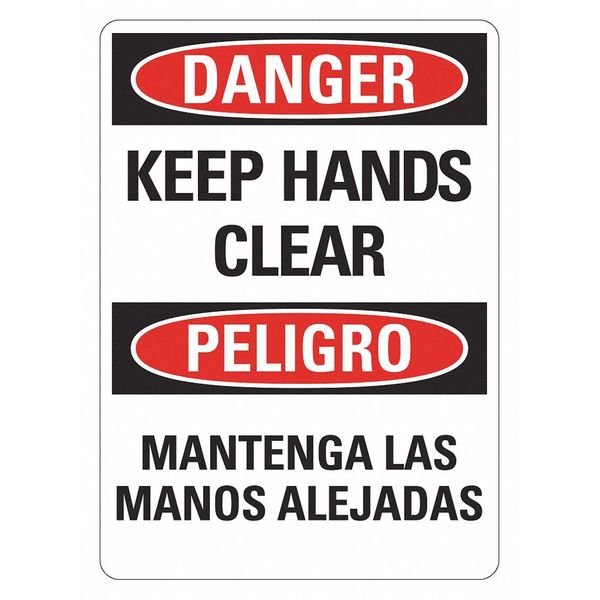 Danger Sign, 14 in Height, 10 in Width, Plastic, Vertical Rectangle, English