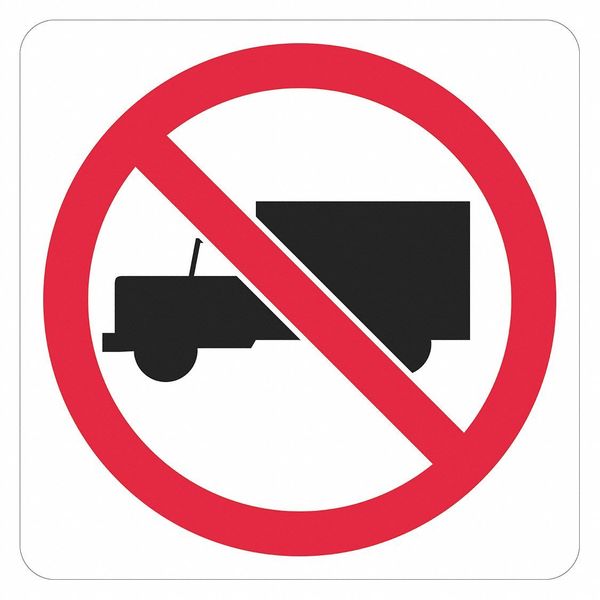 No Trucks Traffic Sign, 12 in Height, 12 in Width, Aluminum, Square, No Text