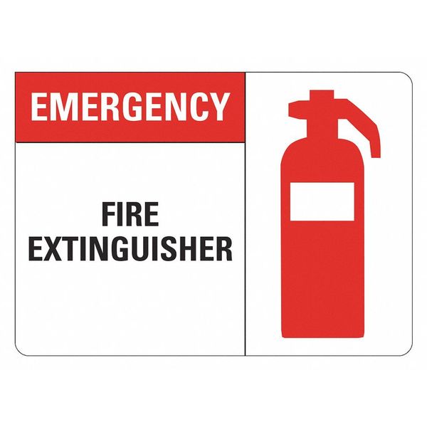 Fire Extinguisher Sign, 7 in Height, 10 in Width, Aluminum, Vertical Rectangle, English