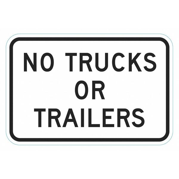 No Trucks Traffic Sign, 12 in H, 18 in W, Aluminum, Horizontal Rectangle, English, T1-6274-HI_18x12
