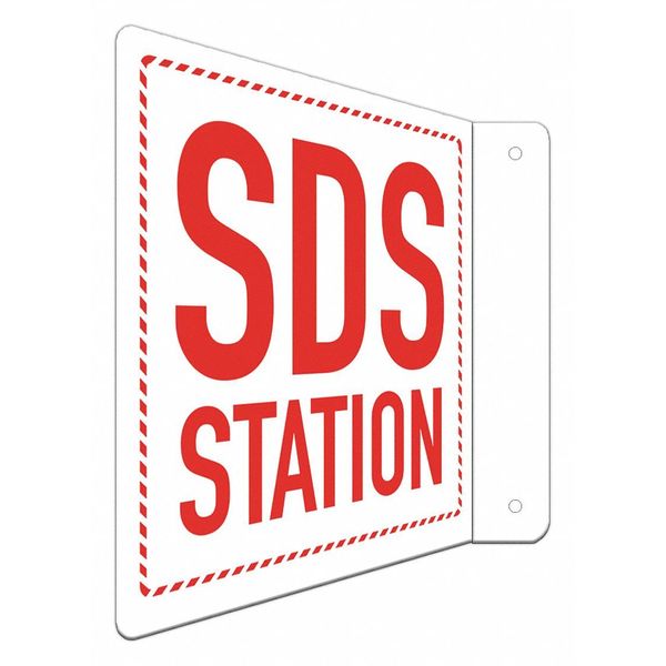 Aluminum Sds Information  Sign, 8 in Height, 8 in Width, Aluminum, L-Shape Projection, English