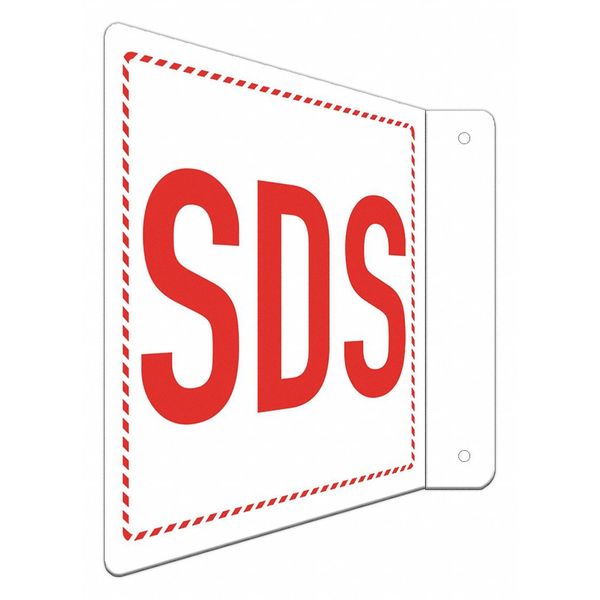 Aluminum Sds Information  Sign, 8 in Height, 8 in Width, Aluminum, L-Shape Projection, English